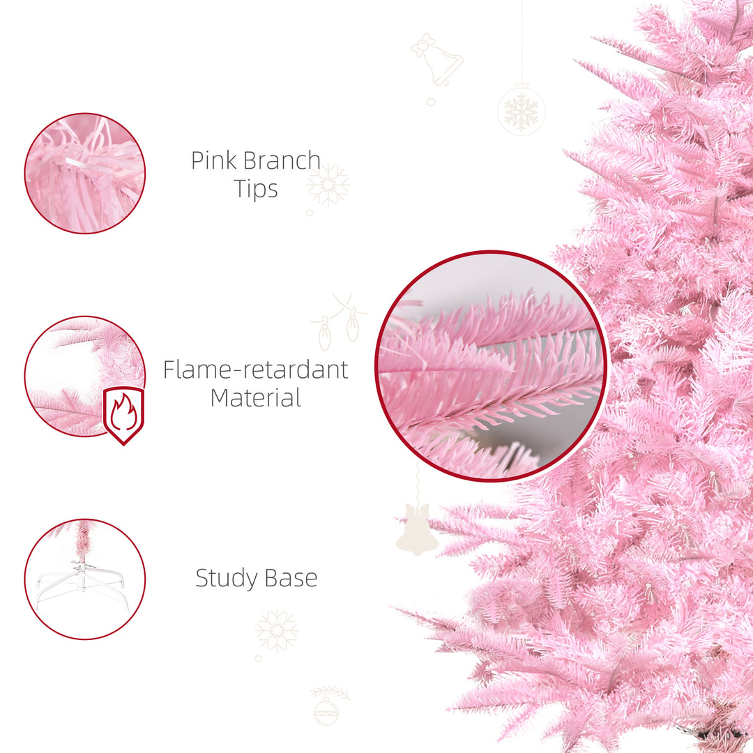 HOMCOM 4FT Pop-up Artificial Christmas Tree Holiday Xmas Holiday Tree Decoration with Automatic Open for Home Party, Pink | Aosom UK