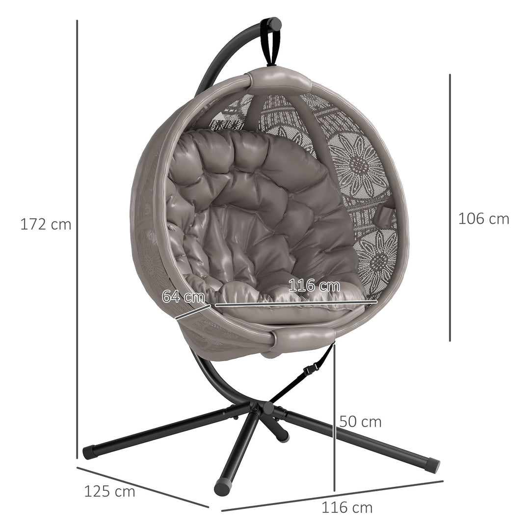 Round Egg Basket Chair, with Steel Stand, Sand