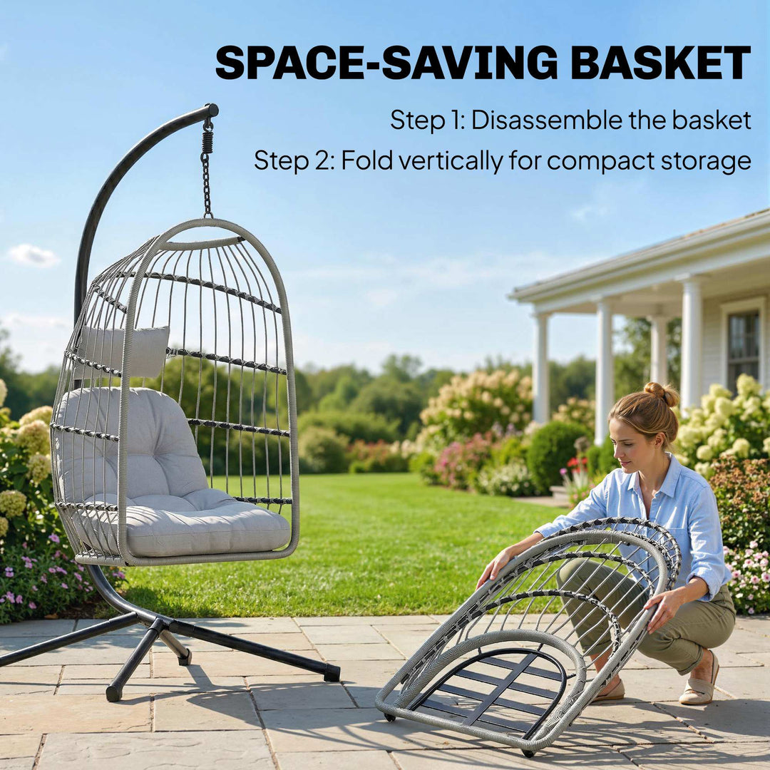 Hanging Egg Chair, Indoor Outdoor Hammock Swing Chair with Stand, Safe