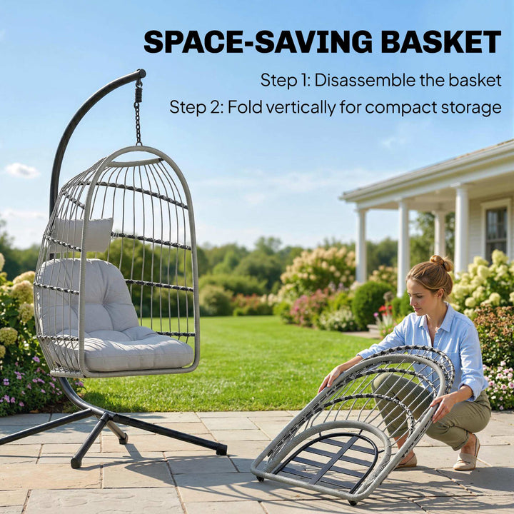 Hanging Egg Chair, Indoor Outdoor Hammock Swing Chair with Stand, Safe