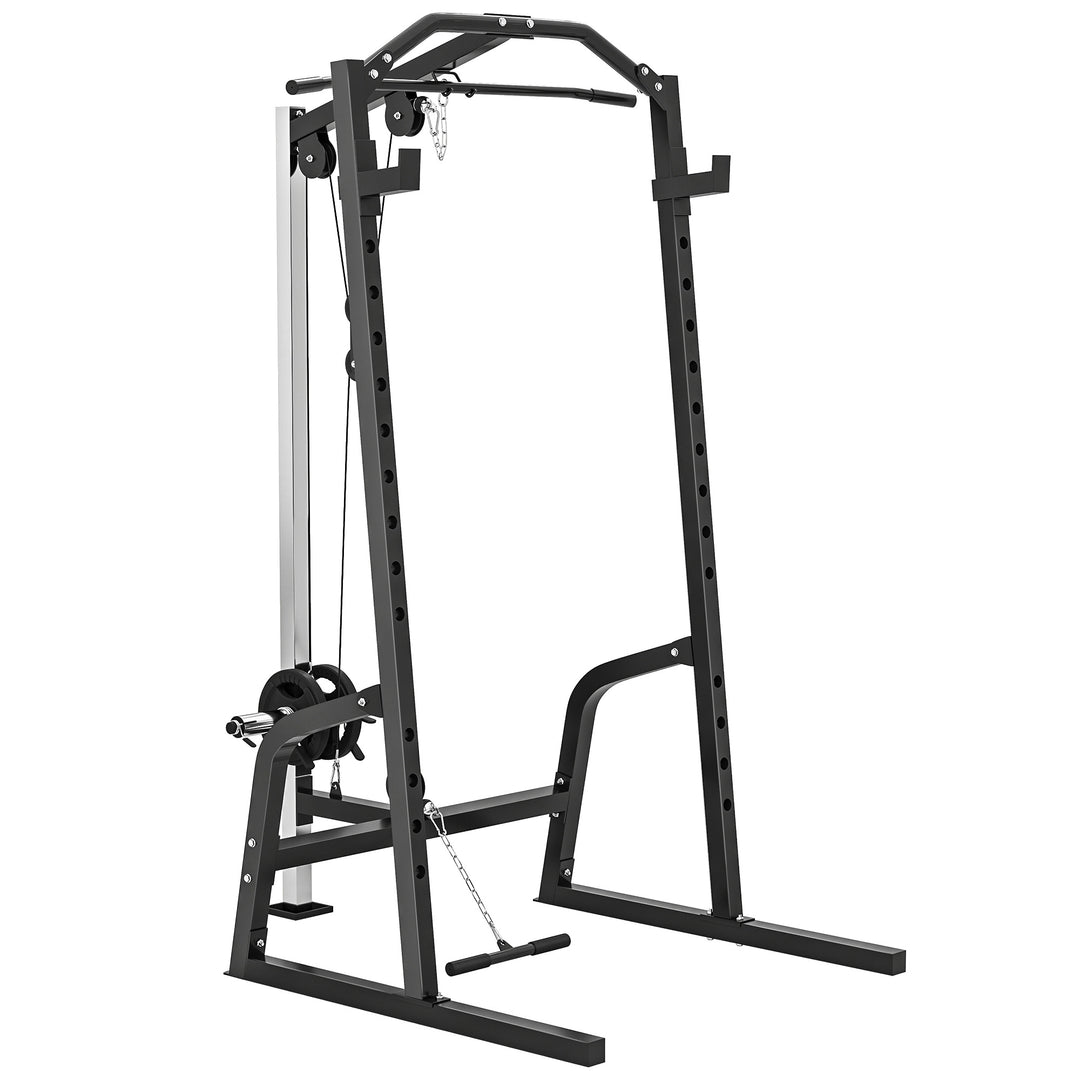Power Cage Power Rack with 15-Level Squat Rack, Cable Pulley System, Pull up Stand and Push up Stand