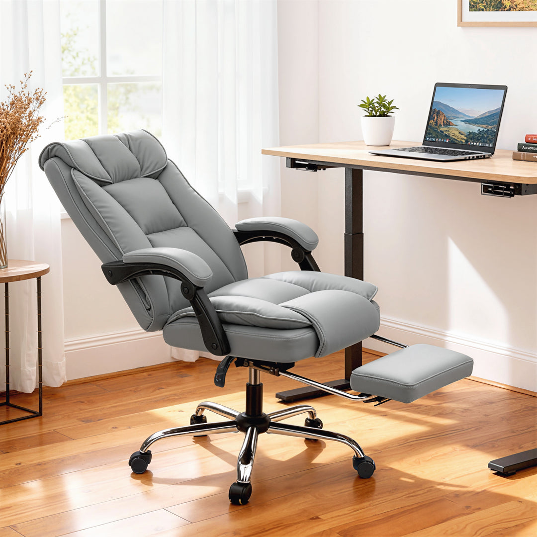 155° Reclining Faux Leather Swivel Office Chair