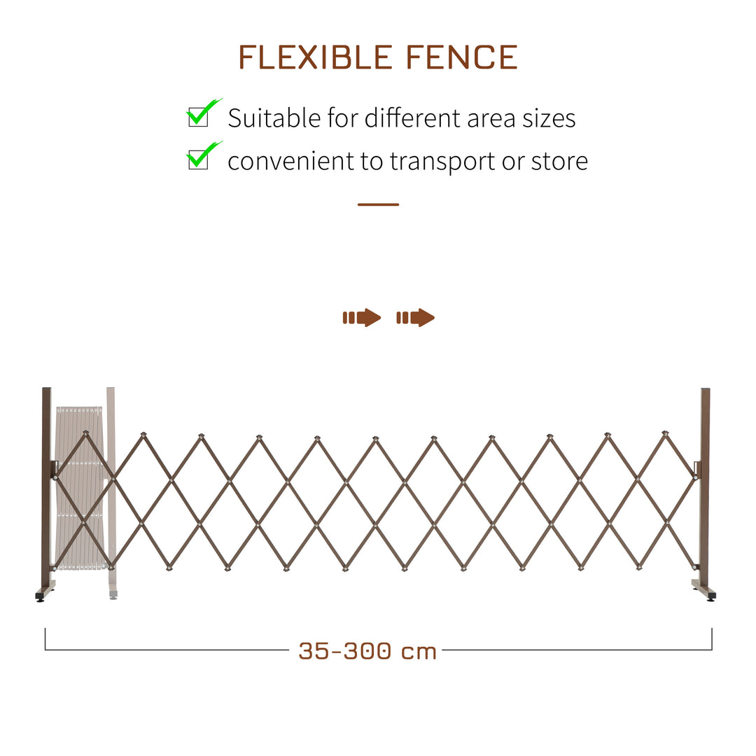 Outsunny Set of 2 Expanding Garden Fencc, Aluminium Freestanding Foldable Picket Fence, 300cmx103.5 cm, Dark Brown