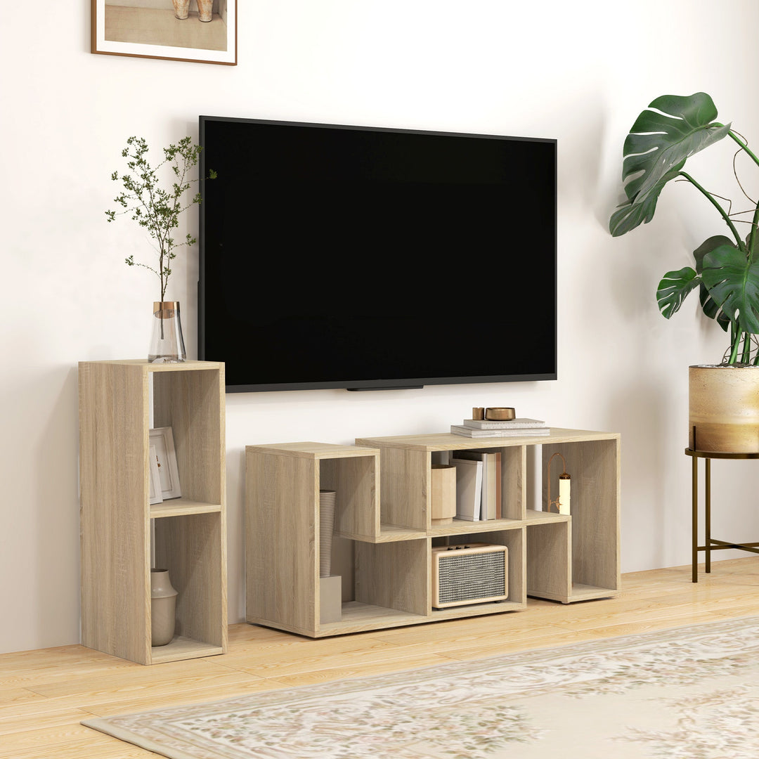 TV Stand for TVs up to 75 Inches, Free Combination TV Unit with Storage Shelves, Extendable Entertainment Centre for Living Room, Wood Grain