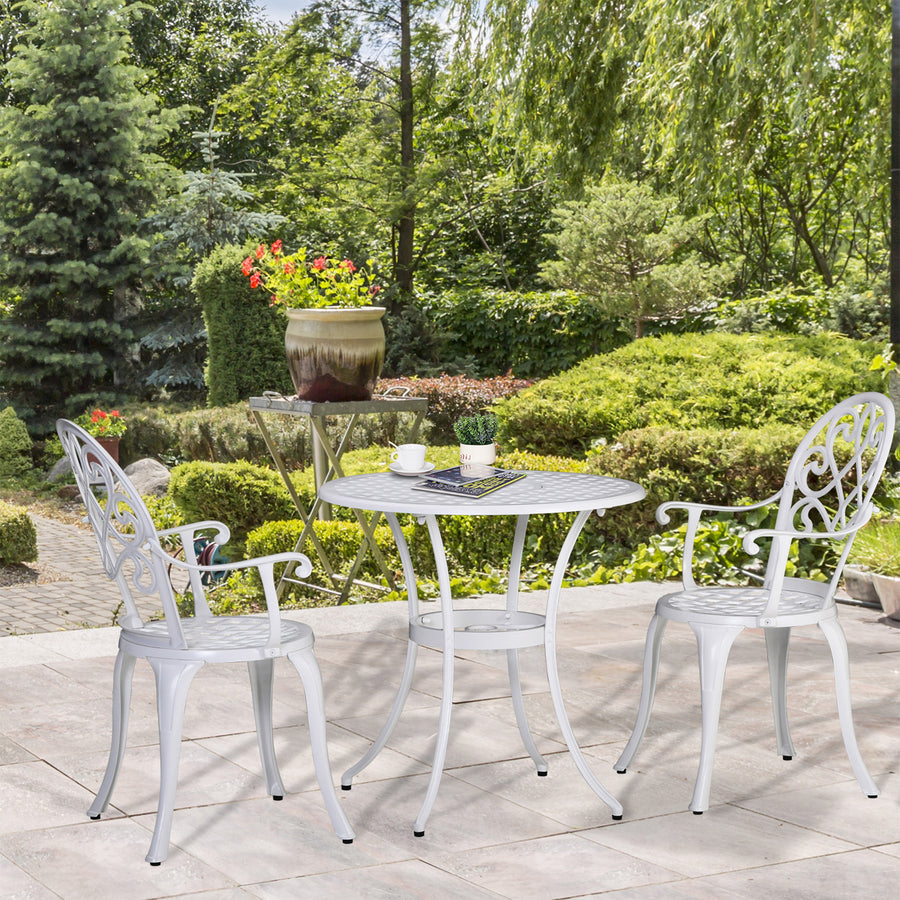 Three-Piece Elegant Aluminium Garden Set - White