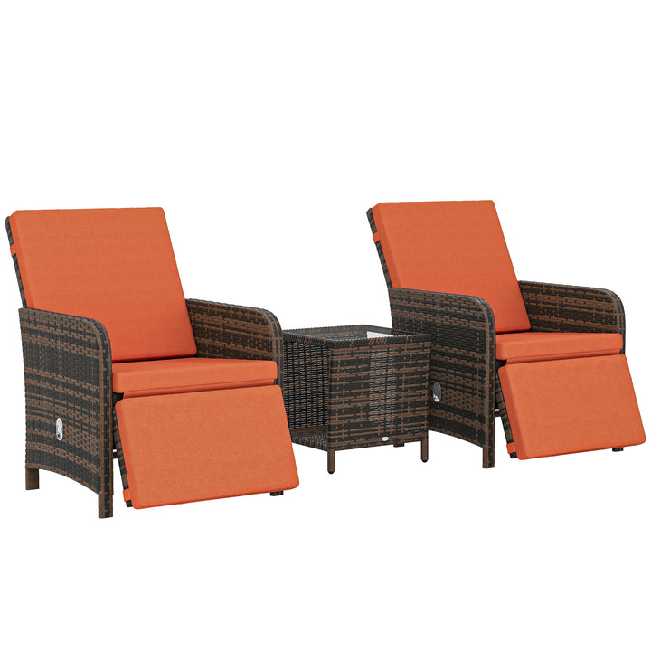 3 Pieces Rattan Bistro Set Balcony Furniture with Cushions, Storage Fu