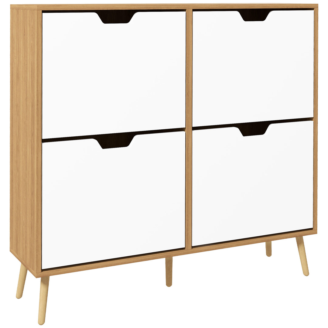 Shoe Storage Cabinet, 4 Flip Drawers, Shoe Organizer for 8-16 Pairs of Shoes, Natural