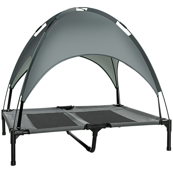 Raised Dog Bed Waterproof Elevated Pet Cot with Breathable Mesh UV Protection Canopy Grey, for Large Dogs, 92 x 76 x 90cm