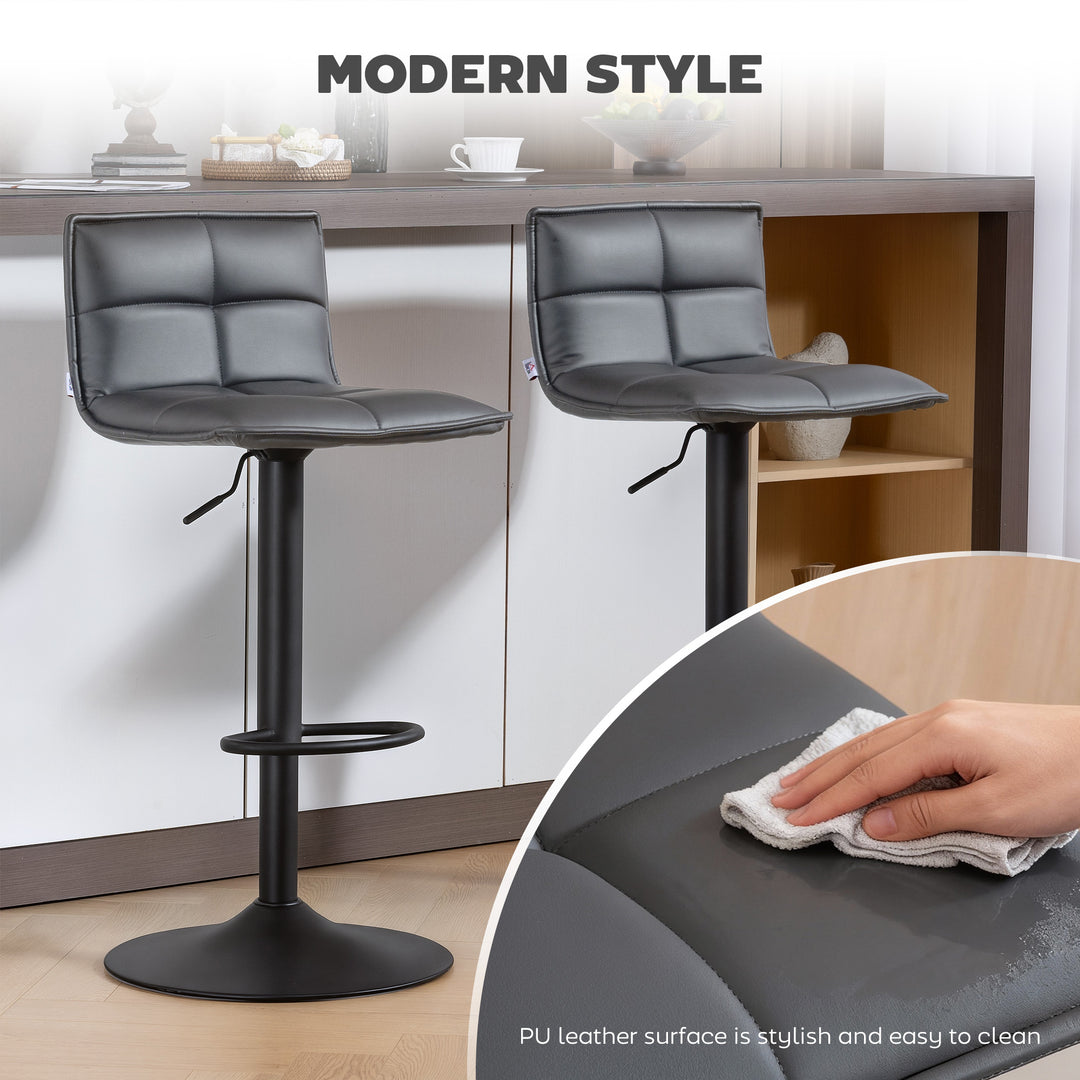 Set of Two Modern Faux Leather Bar Stools