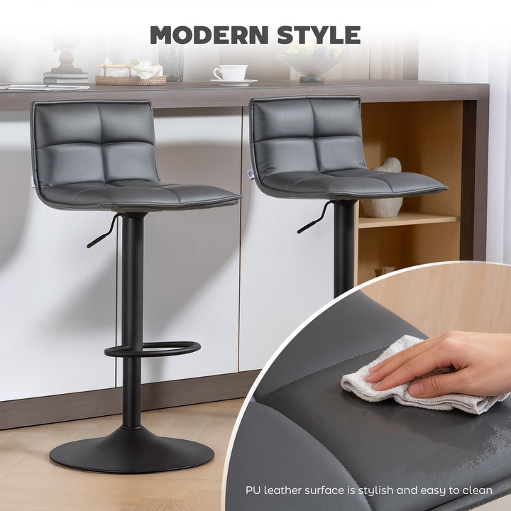 Set of Two Modern Faux Leather Bar Stools