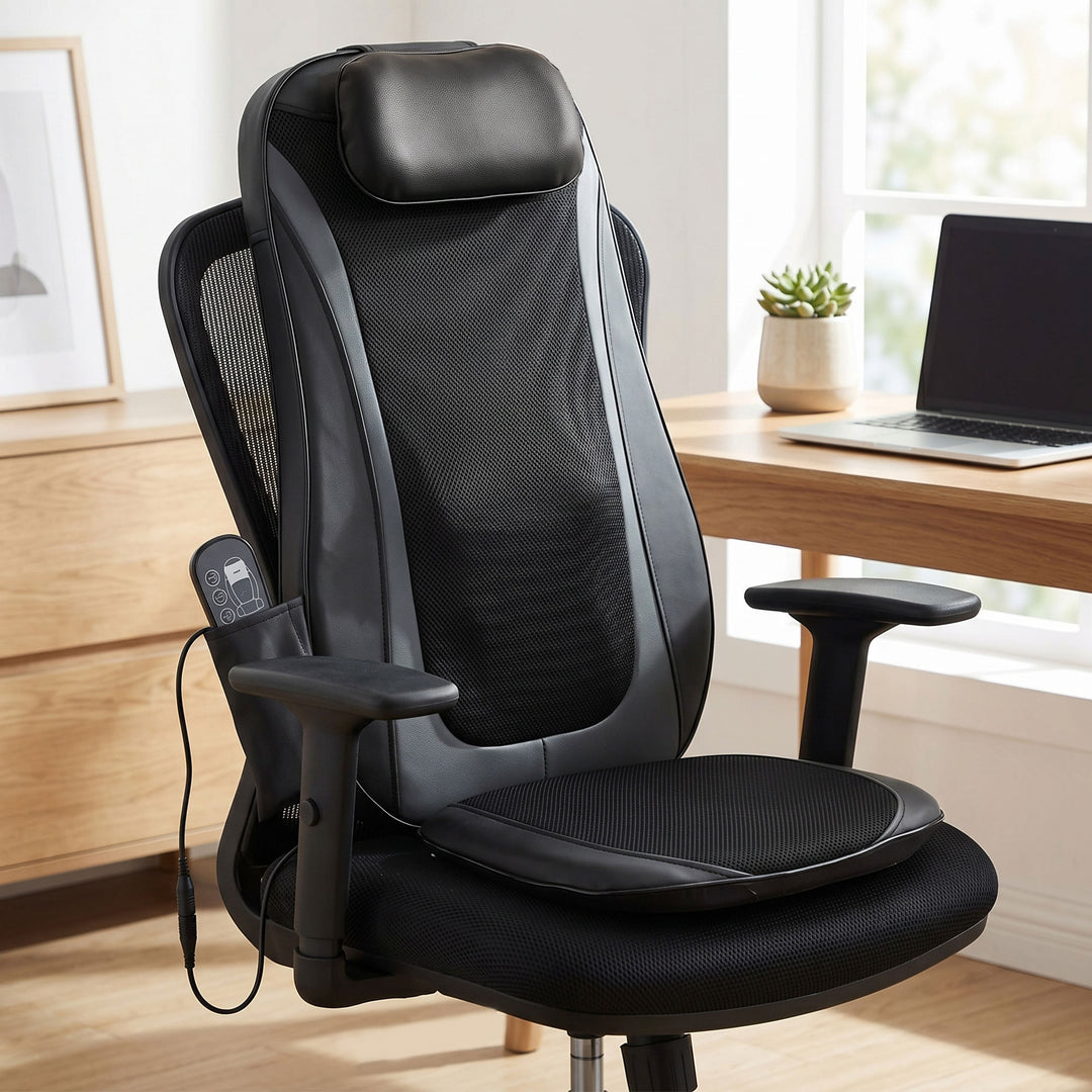 Back Massager with Heat, Deep Tissue Kneading Massage Chair with 3-Lev