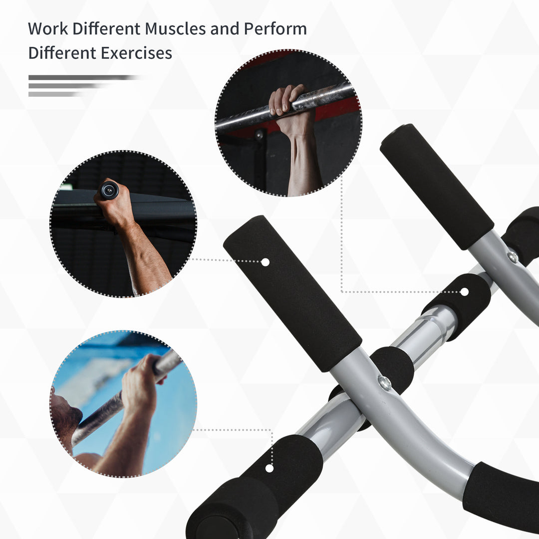 MCL Pull-Up Bar for Doorway, Home Fitness Door Horizontal Push up Bar for Indoor Gym Upper Body Workout, Grey