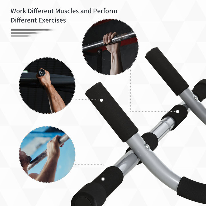 MCL Pull-Up Bar for Doorway, Home Fitness Door Horizontal Push up Bar for Indoor Gym Upper Body Workout, Grey