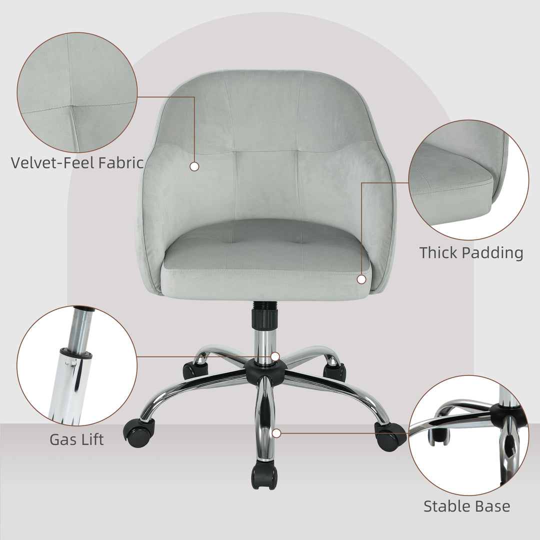 46-56 cm Velvet-feel Office Chair - Grey