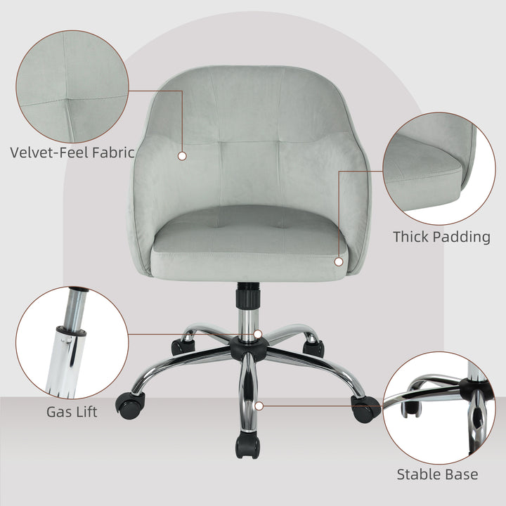 46-56 cm Velvet-feel Office Chair - Grey