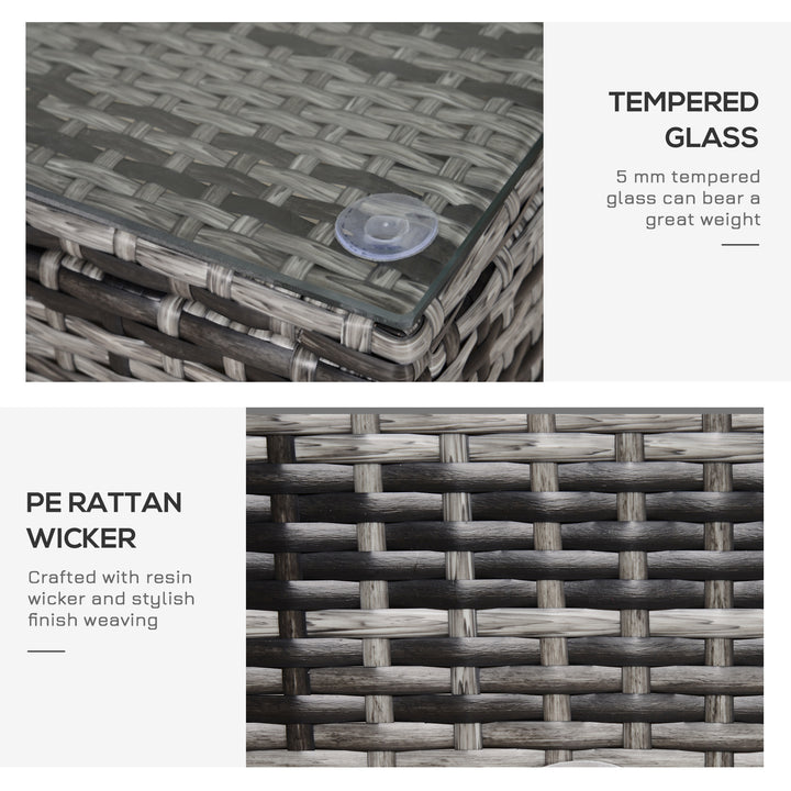 MCL PE Rattan Garden Coffee Table, with Glass Table Top - Grey