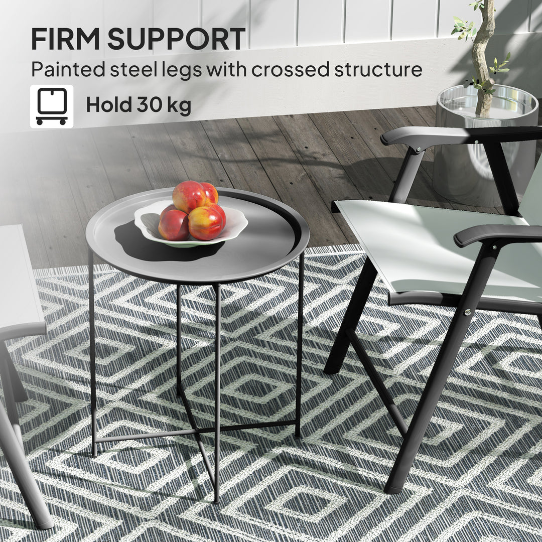 Steel Removable Tray Top Garden Table - Black