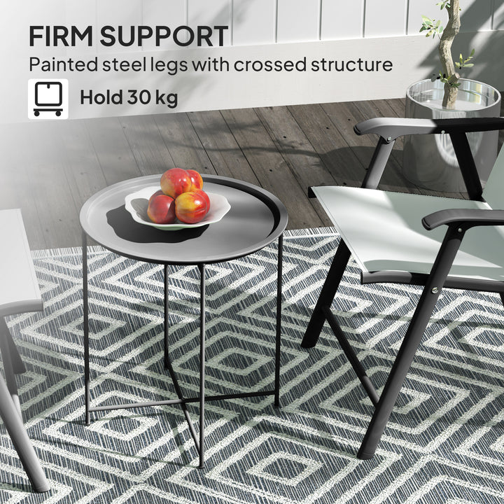 Steel Removable Tray Top Garden Table - Black