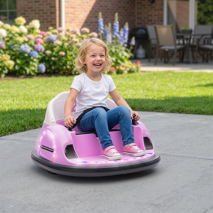 360° Rotation Kids Bumper Car, 12V Waltz Car with Remote Control, Dual