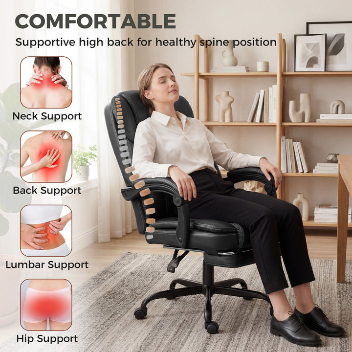 Executive Home Office Chair Reclining Function Footrest Computer Desk 