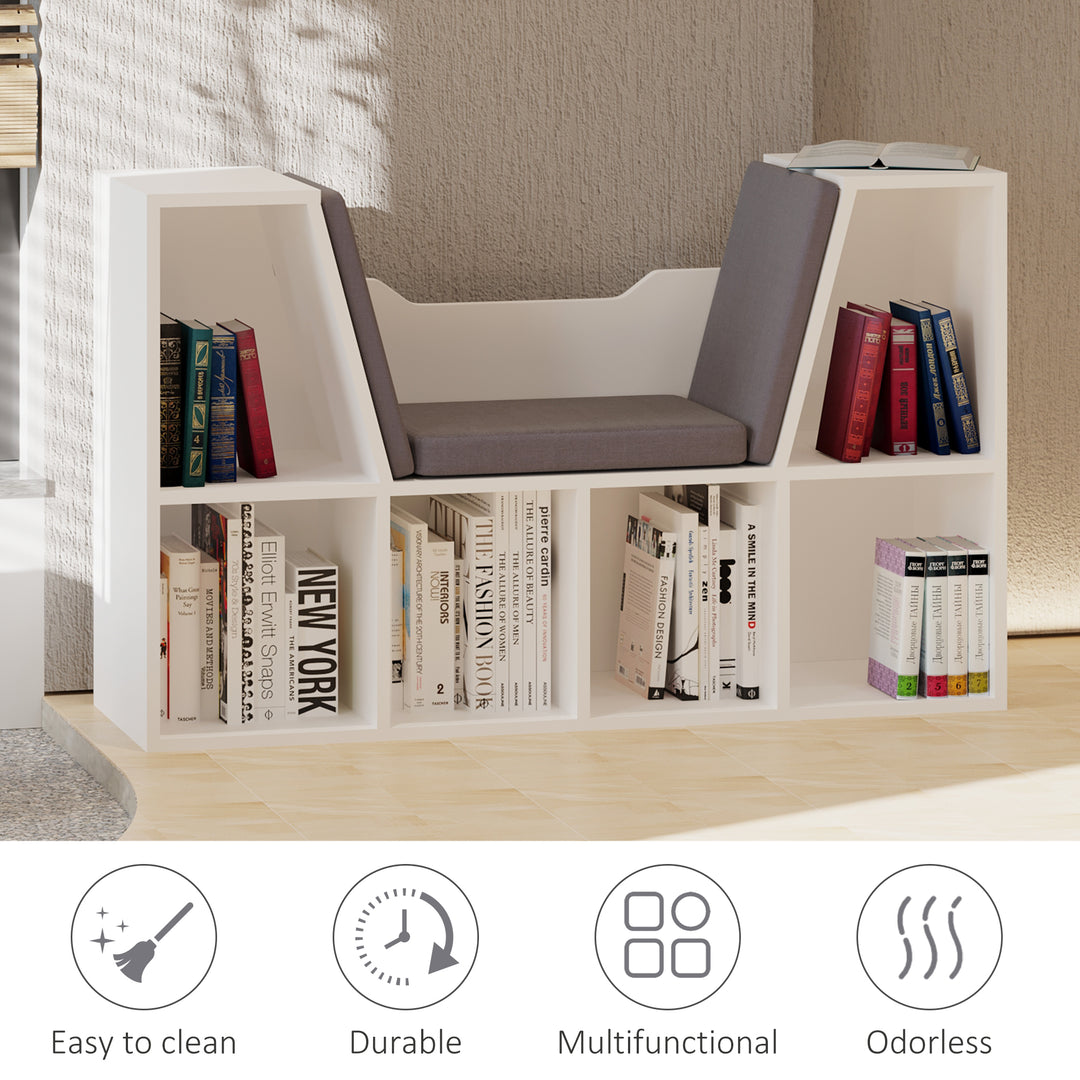 HOMCOM Cosy Reading Nook: Cushioned Bookcase Seat, Storage Sideboard for Kids' Bedrooms & Lounges, Pristine White | Aosom UK