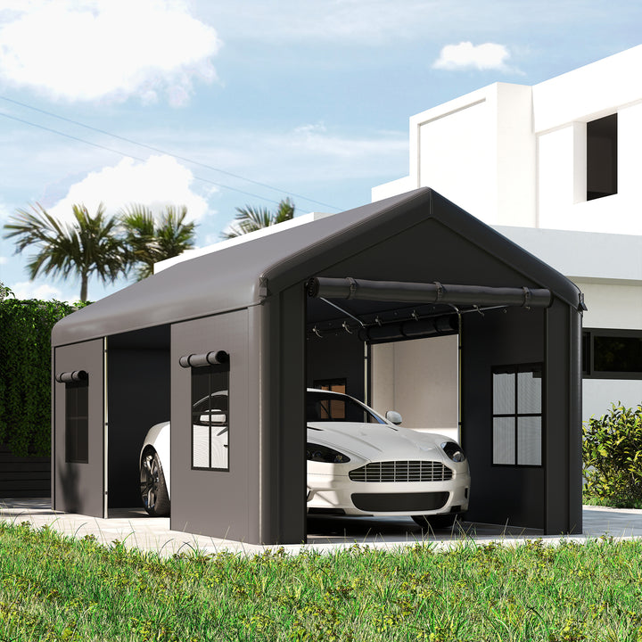 3 x 6 m Heavy Duty Carport, Portable Garage Car Canopy Tent with Galva