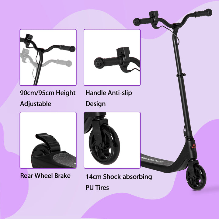 Electric Scooter, 120W Motor E-Scooter, Adjustable Height, Rear Brake for Ages 6+ Years - Black