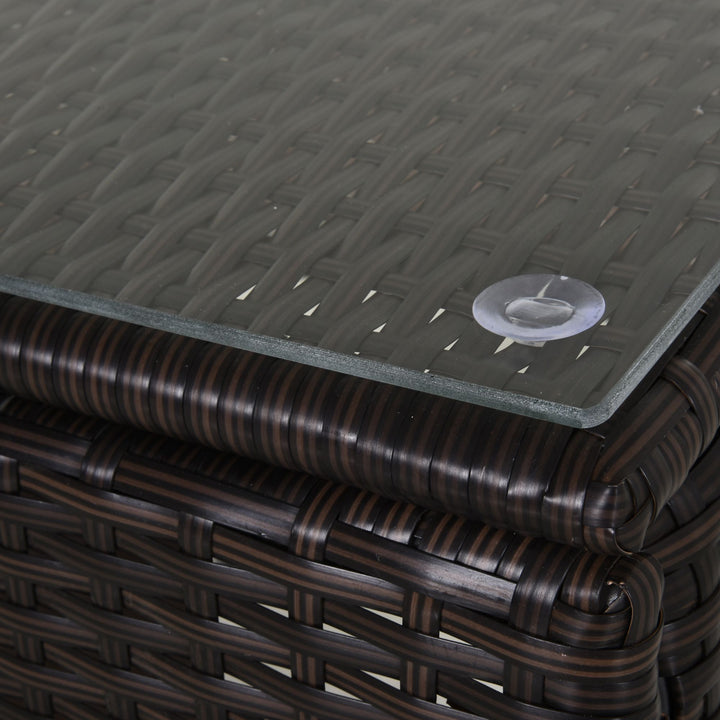 MCL 3 Pieces PE Rattan Patio Lounge Chair Set, Outdoor Recliner Lounge Chairs with Wheels, for Outside with Cushions, Headrest, Coffee Table for Garden, Poolside, Brown