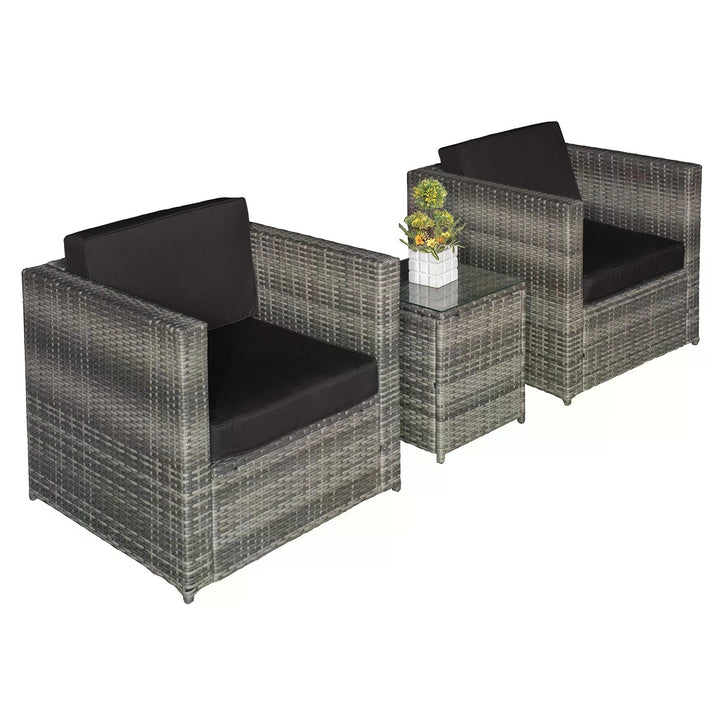 Outsunny 2 Seater Rattan Garden Furniture Sofa Furniture Set W/Cushions, Steel Frame-Grey | Aosom UK