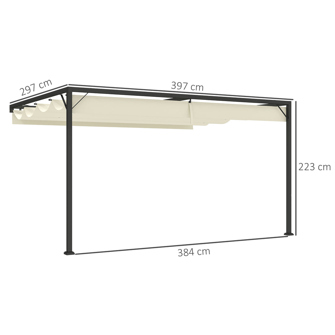 4 x 3 m Pergola, with Sliding Canopy - Cream