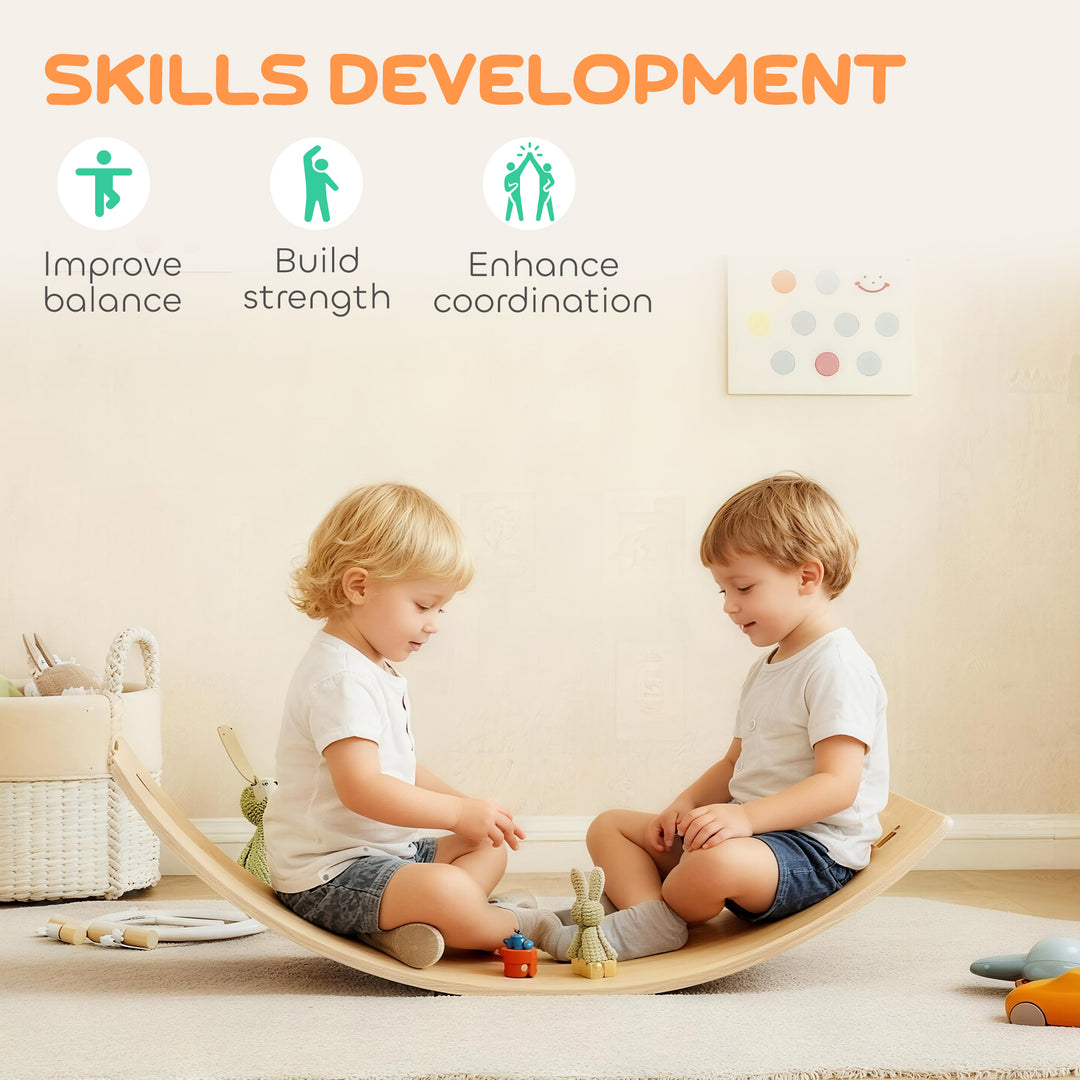 Kids Wooden Balance Board with Rope, Wooden Wobble Board with Felt for Sensory Play, for Toddler 3-6 Years Old