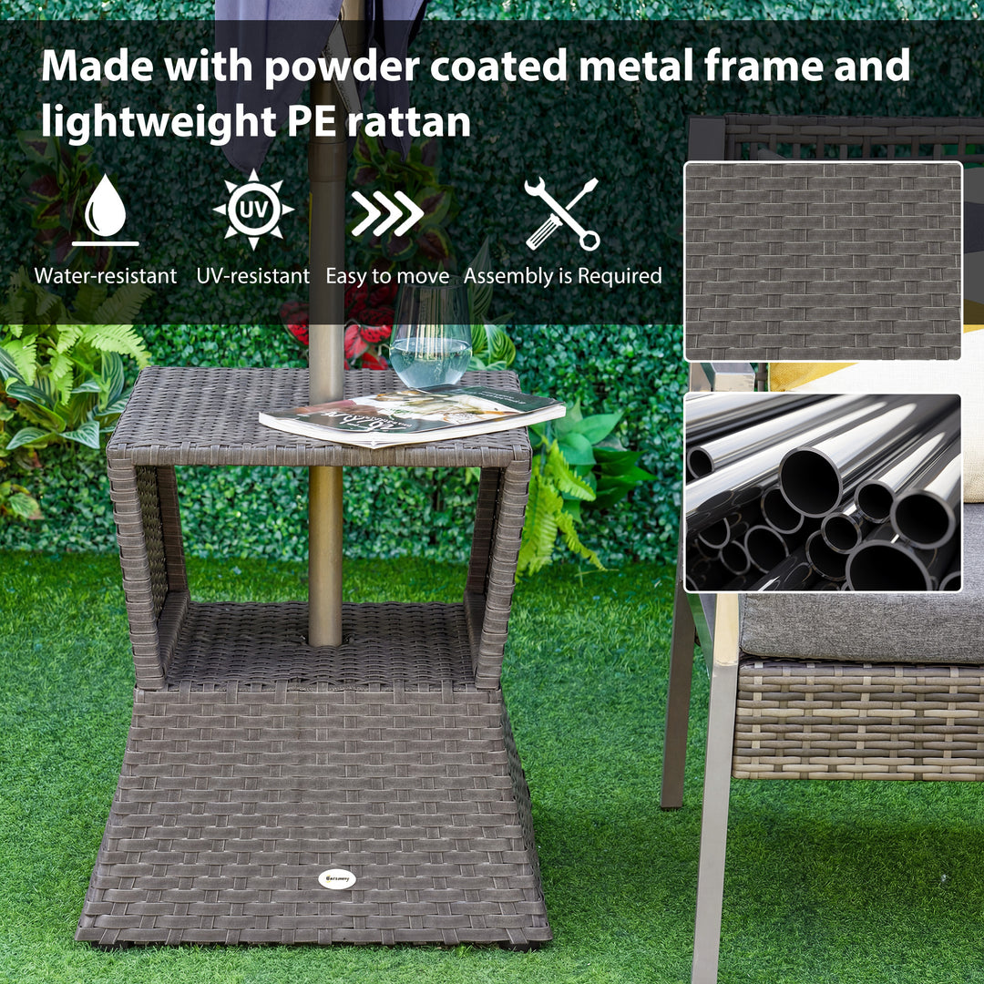 Rattan Outdoor Coffee Table, Wicker Garden Patio Bistro Side Table wit
