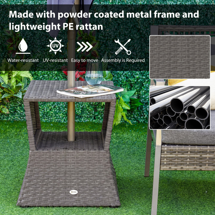 Rattan Outdoor Coffee Table, Wicker Garden Patio Bistro Side Table wit