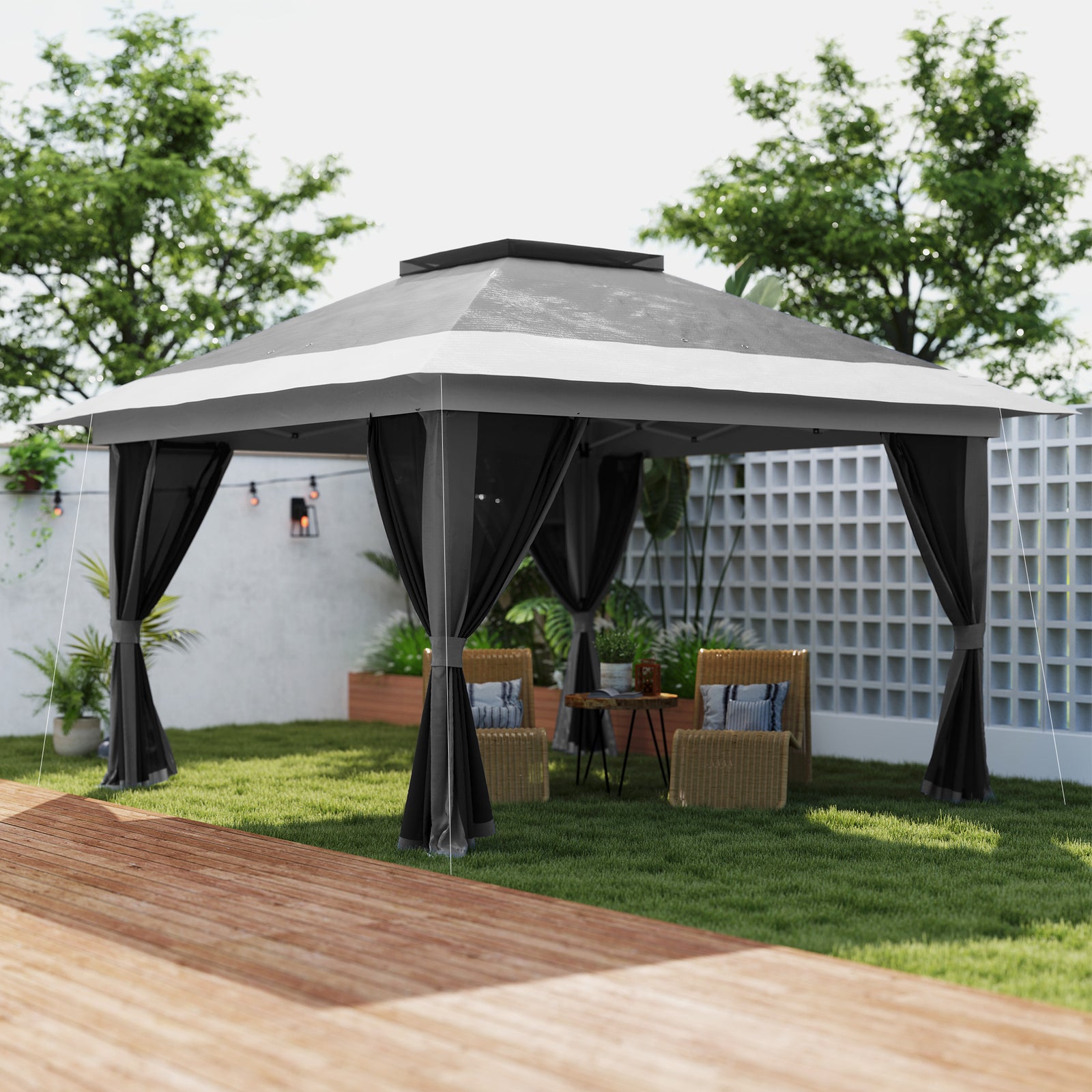 3.6 x 3.6m Pop-Up Gazebo, with Accessories - Grey