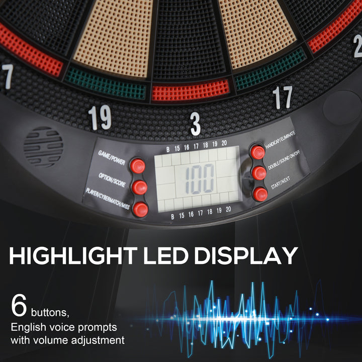 LCD Electronic Dartboard Set Features 26 Games w/ 185 Variations and Include 6 Darts Multi-Game Option Ready-to-Play