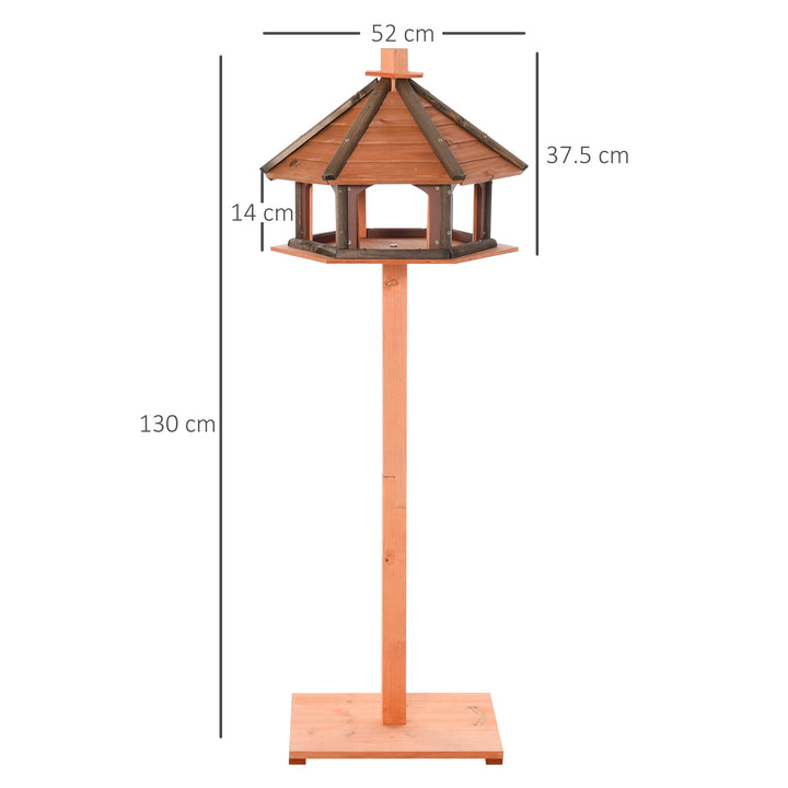 MCL 130cm Wooden Bird Table, Feeding Station with Roof for Outdoor, Brown