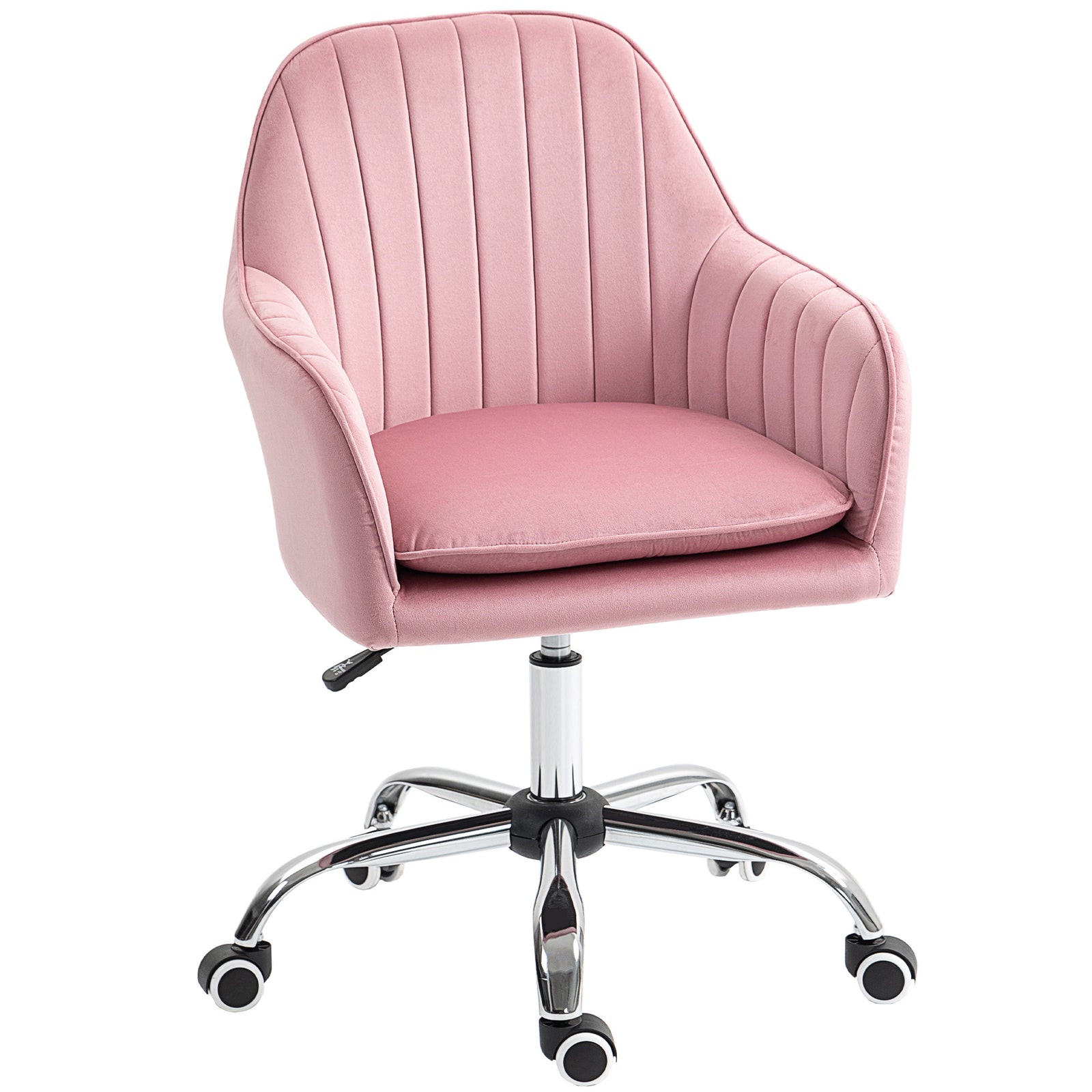 Velvet-Feel Tub Office Chair, with Seat Cushion - Dark Pink