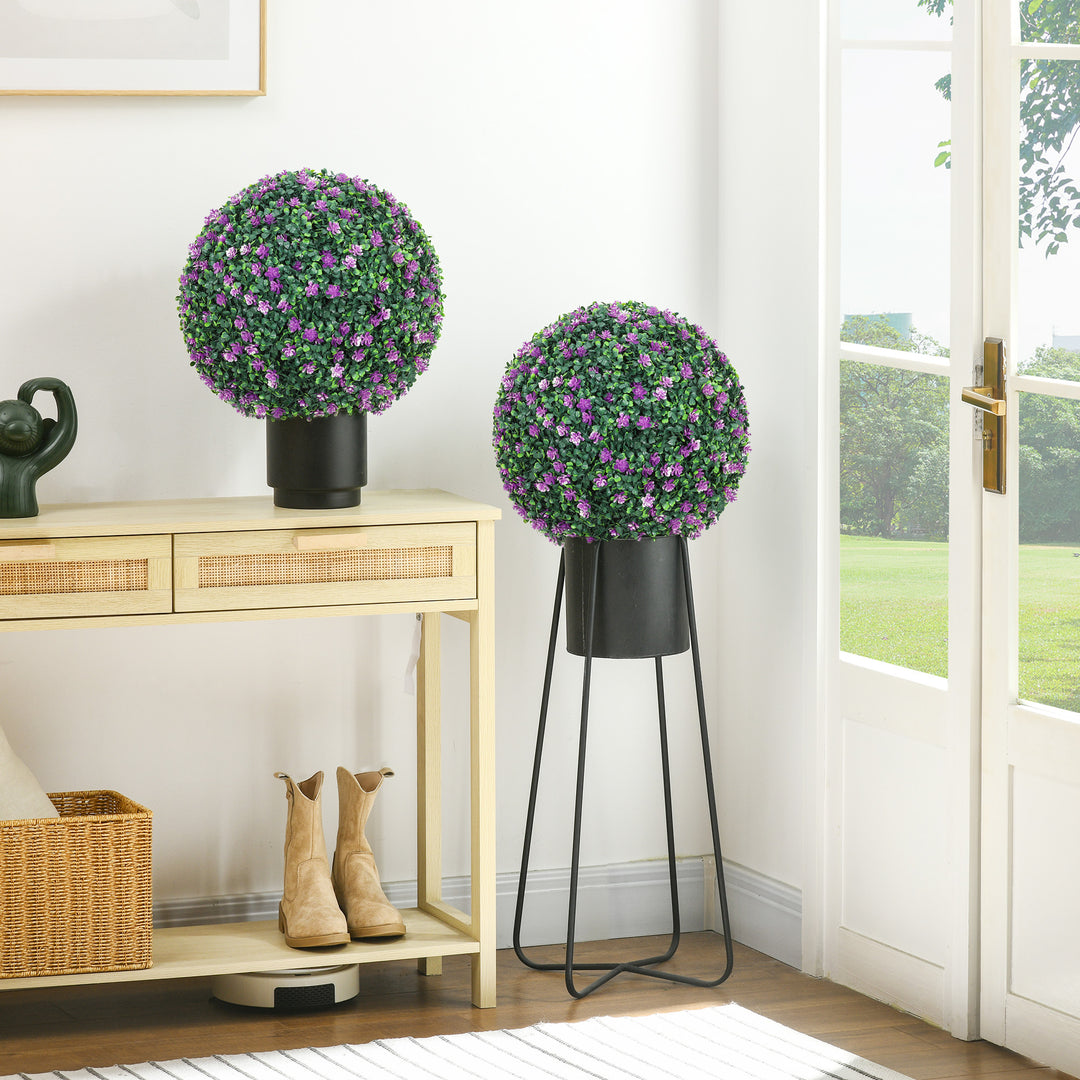 Set of Two Artificial Boxwood Balls Plants - Purple
