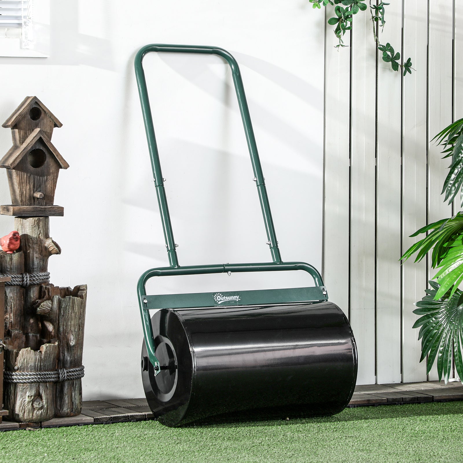 38L Fillable Cylinder Steel Lawn Roller - Dark Green