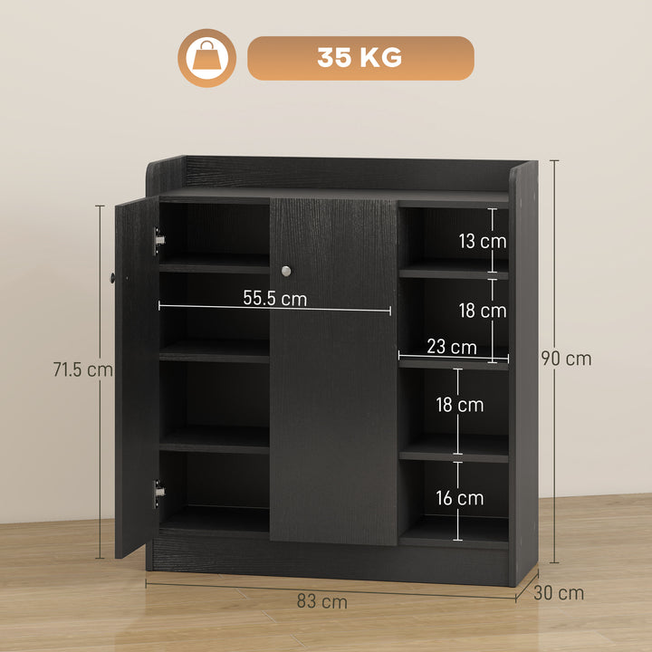 Shoe Storage Cabinet with Adjustable Shelves - Black