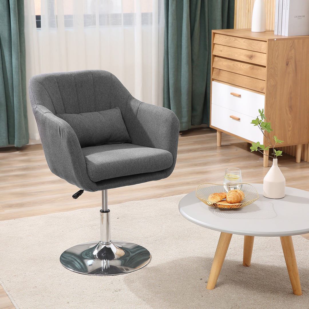 Swivel Accent Chair HOMCOM Contemporary Vanity Armchair with Adjustable Height Thick Cushion Lumbar Support Armrest for Bedroom | Aosom UK