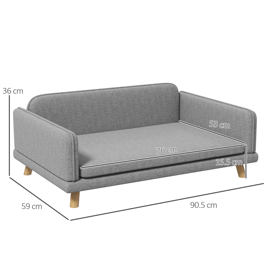 Pet Sofa for Medium Dogs, with Water-Resistant Fabric, Four Legs - Grey