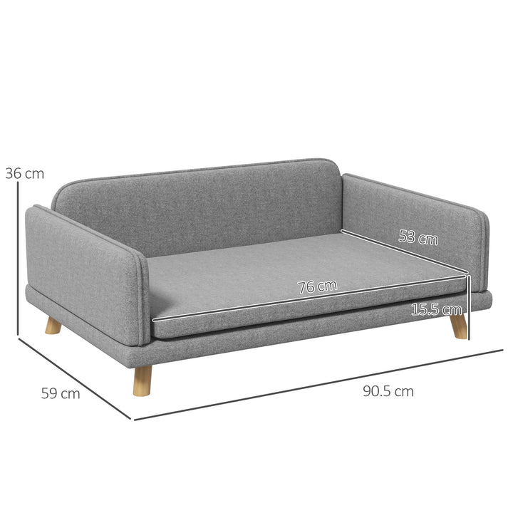 Pet Sofa for Medium Dogs, with Water-Resistant Fabric, Four Legs - Grey