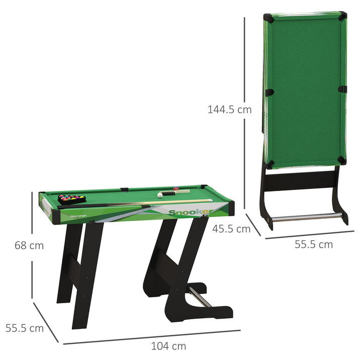 SPORTNOW 104cm Folding Mini Pool Table Set with 2 Cues, 16 Balls, Chalk, Triangle, Brush, Green