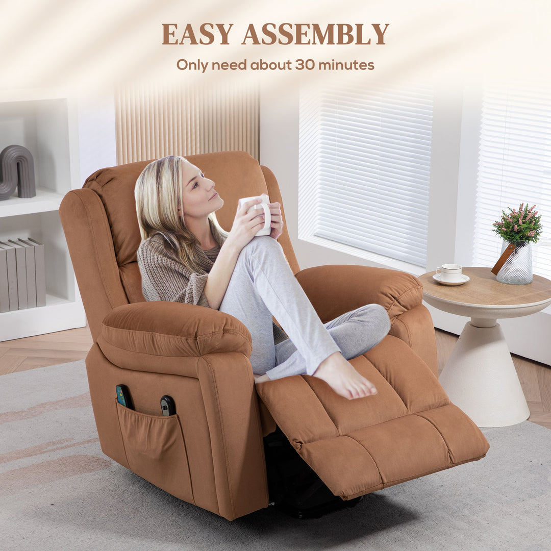 HOMCOM Power Lift Riser and Recliner Chair with Vibration Massage, Heat, Side Pocket, Brown