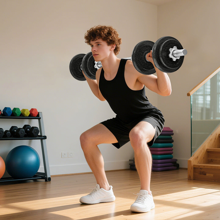 MCL 2-in-1 Adjustable Dumbbells Set, 20kg Weights Dumbbells Set with Non-Slip Grip for Strength Training, Weight Lifting, Bodybuilding, Home Gym Workout Equipment for Men & Women