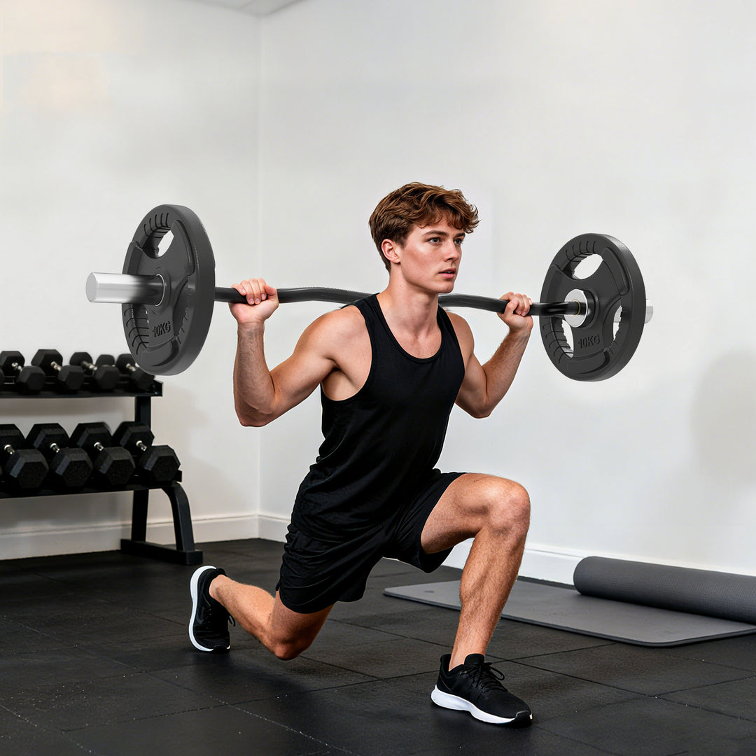 4ft Olympic EZ Curl Bar, Barbell Bar for 2" Weight Plates with Non-Slip Hand Grip 120cm