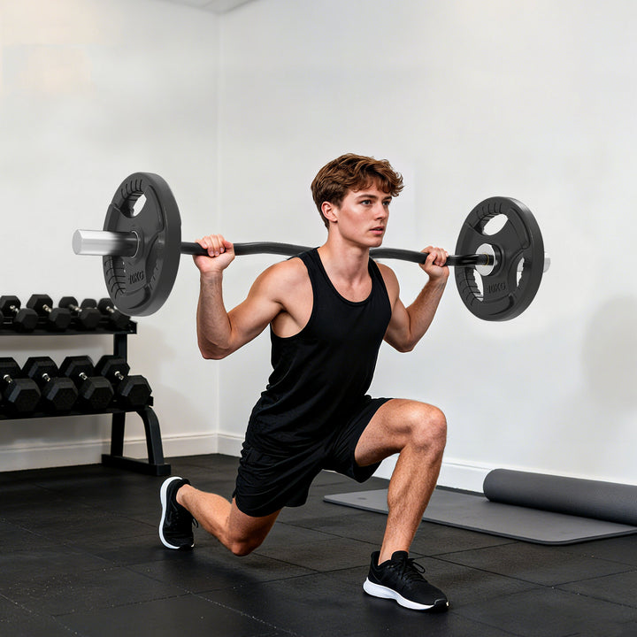 4ft Olympic EZ Curl Bar, Barbell Bar for 2" Weight Plates with Non-Slip Hand Grip 120cm