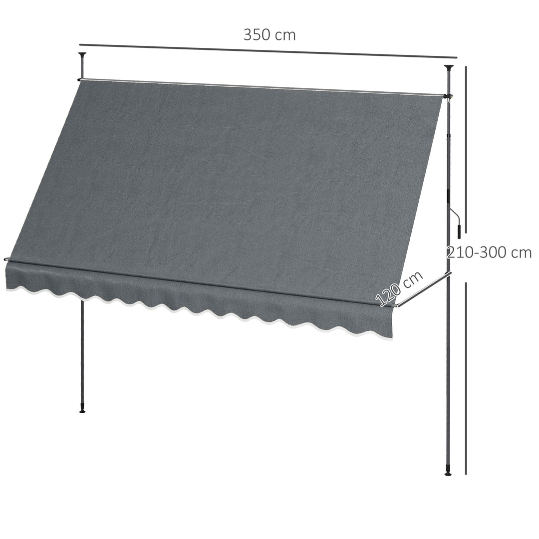 3.5 x 1.2m Manual Retractable Awning - Grey