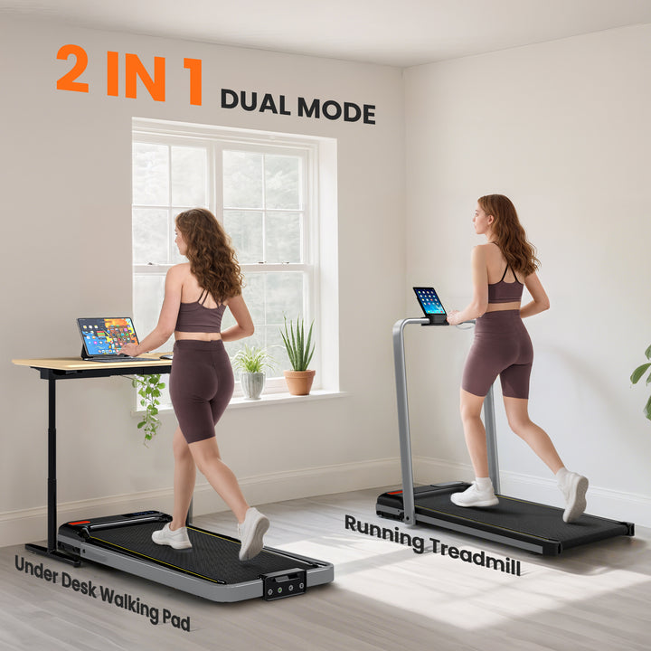 SPORTNOW Folding Walking Treadmill, Under Desk Walking Pad with Incline, Silver Tone
